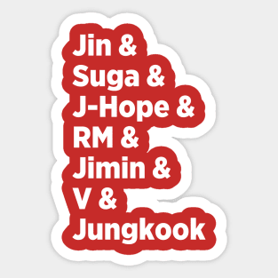 BTS Nicknames - Bangtan Boys Names Sticker